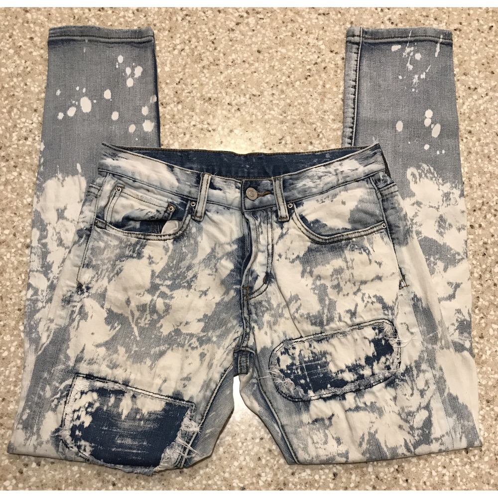 Dope Jeans Mens 28x28 Slim Fit Button Fly 5-Pocket Stretch Flex Denim Blue‎